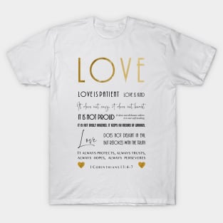 Love is patient Love is kind Bible Verse Christian Typography T-Shirt